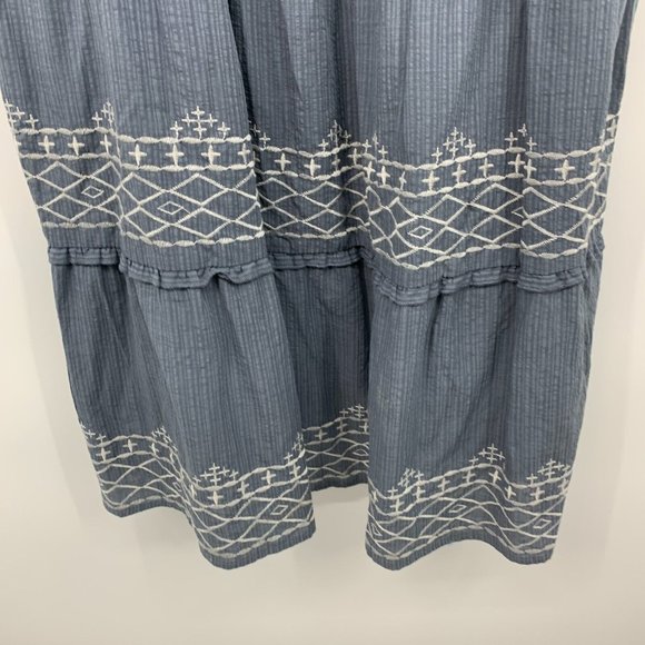 Knox Rose Dress Blue Embroidered Ruffle Short Sleeve Tiered NWT - Picture 6 of 13